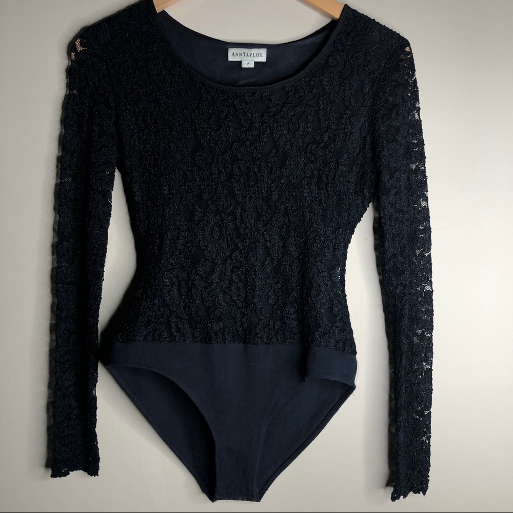 SOLD!! Ann Taylor Black Lace Bodysuit - Picture 1 of 4